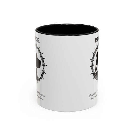 Accented Ceramic Mug with P.E.A.C.E. Logo | Support Large Breed Dog Rescue (11oz & 15oz)