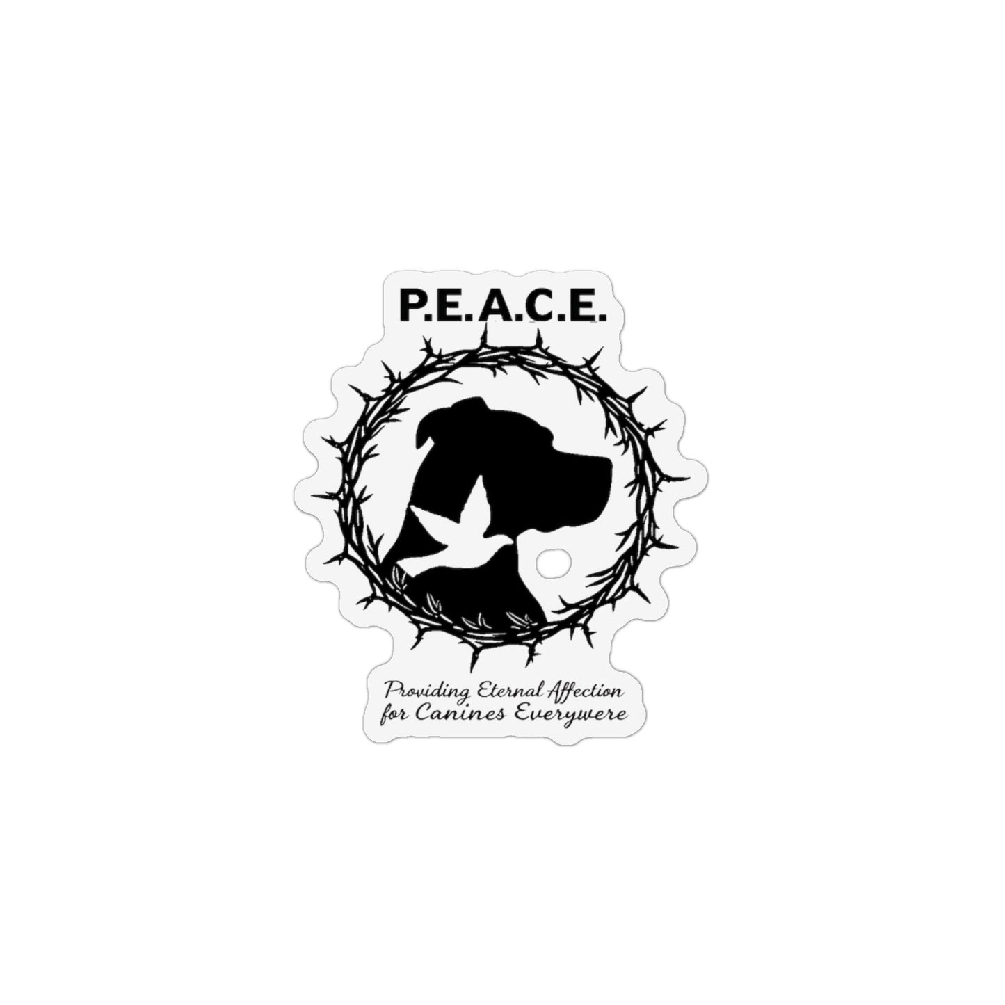 P.E.A.C.E. Canine Memorial Magnet — Dog Silhouette & Dove Tribute