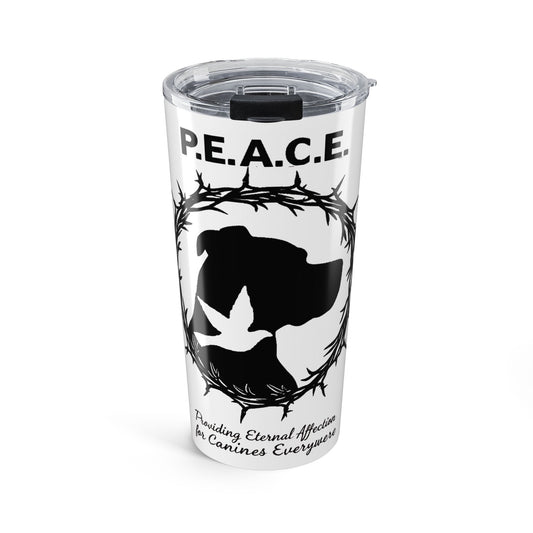 P.E.A.C.E. 20oz Tumbler — Dog Silhouette & Dove Memorial Travel Mug