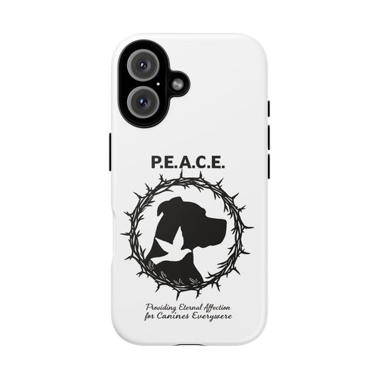 Phone Case — P.E.A.C.E. Dog Silhouette with Dove & Wreath (Animal Rescue Tribute)