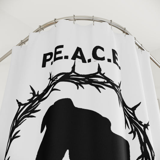 P.E.A.C.E. Dog Silhouette Shower Curtain — Canine Rescue & Adoption Decor