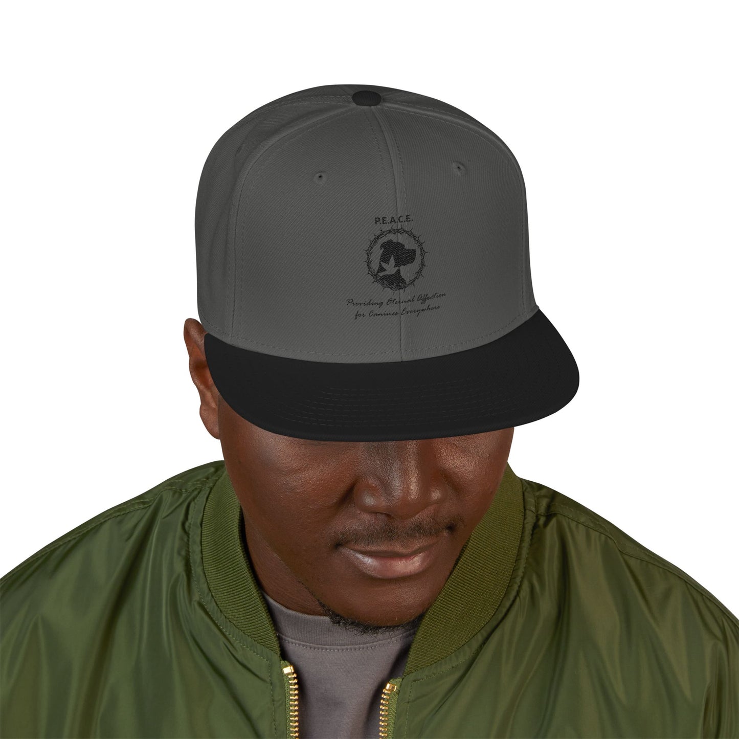 Embroidered Snapback Cap — Minimal Crest Streetwear Hat