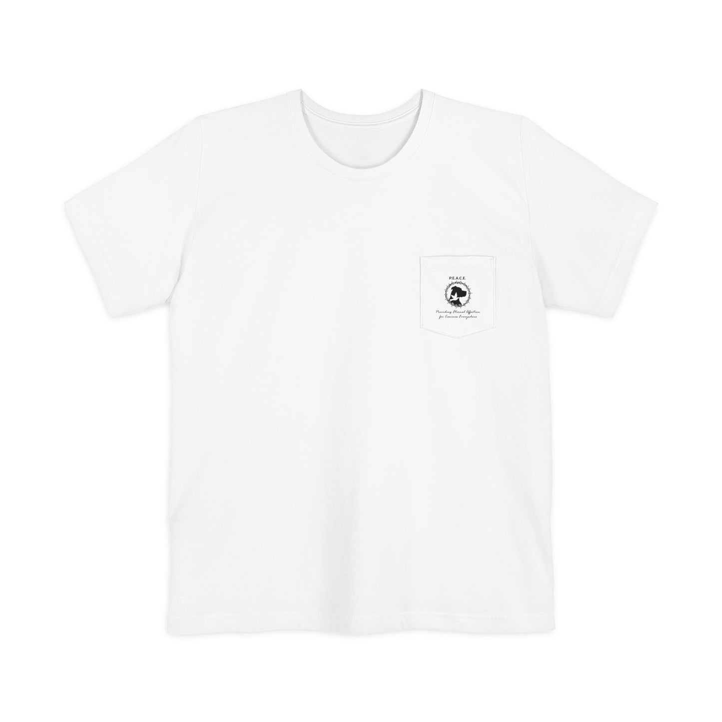Pocket T-Shirt — P.E.A.C.E. Logo Minimalist Pocket Tee