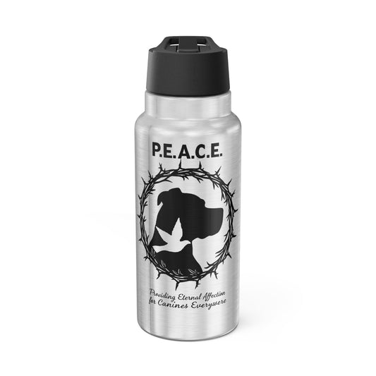 PEACE Rescue Dog Tumbler — 32oz Stainless Water Bottle for Animal Lovers