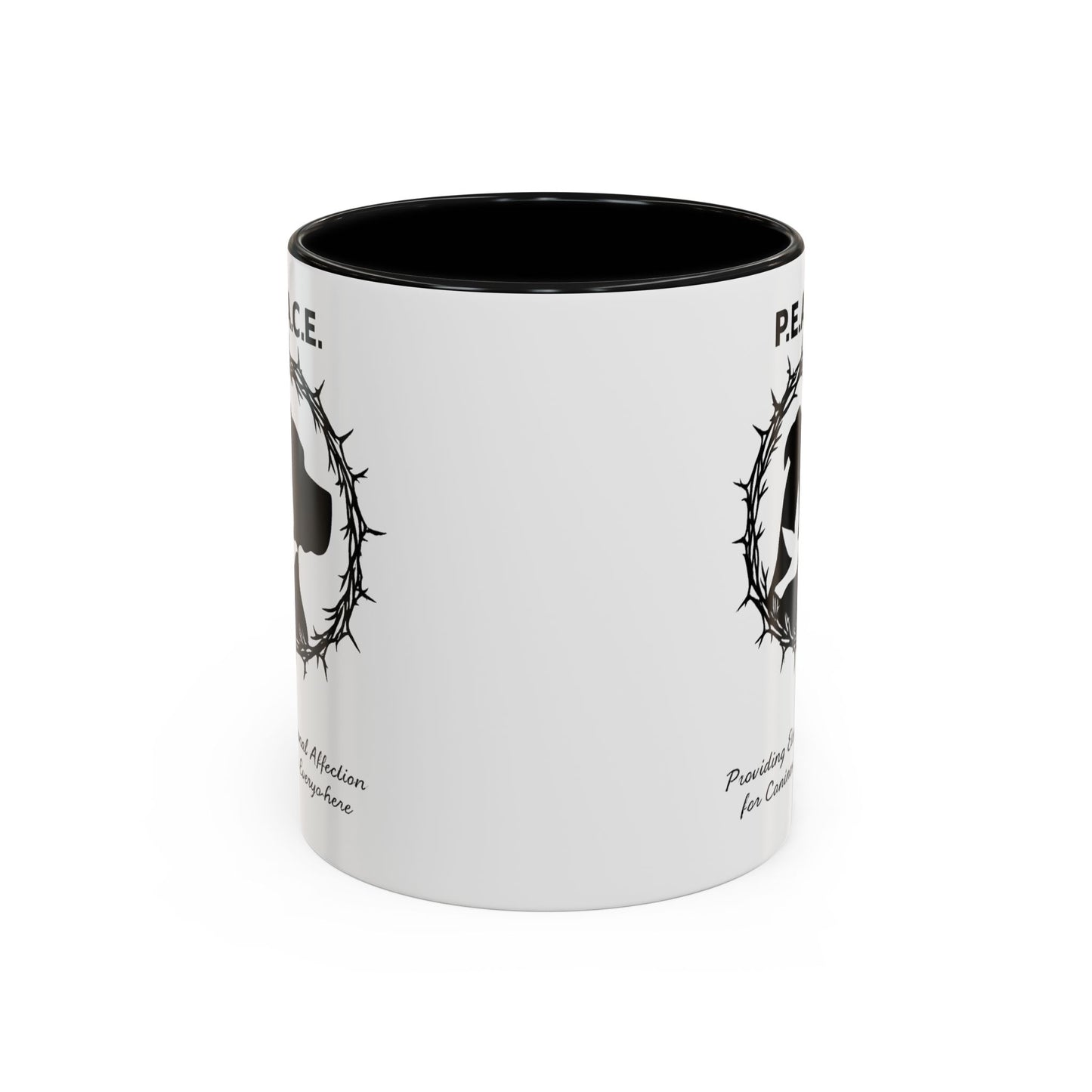 Accented Ceramic Mug with P.E.A.C.E. Logo | Support Large Breed Dog Rescue (11oz & 15oz)
