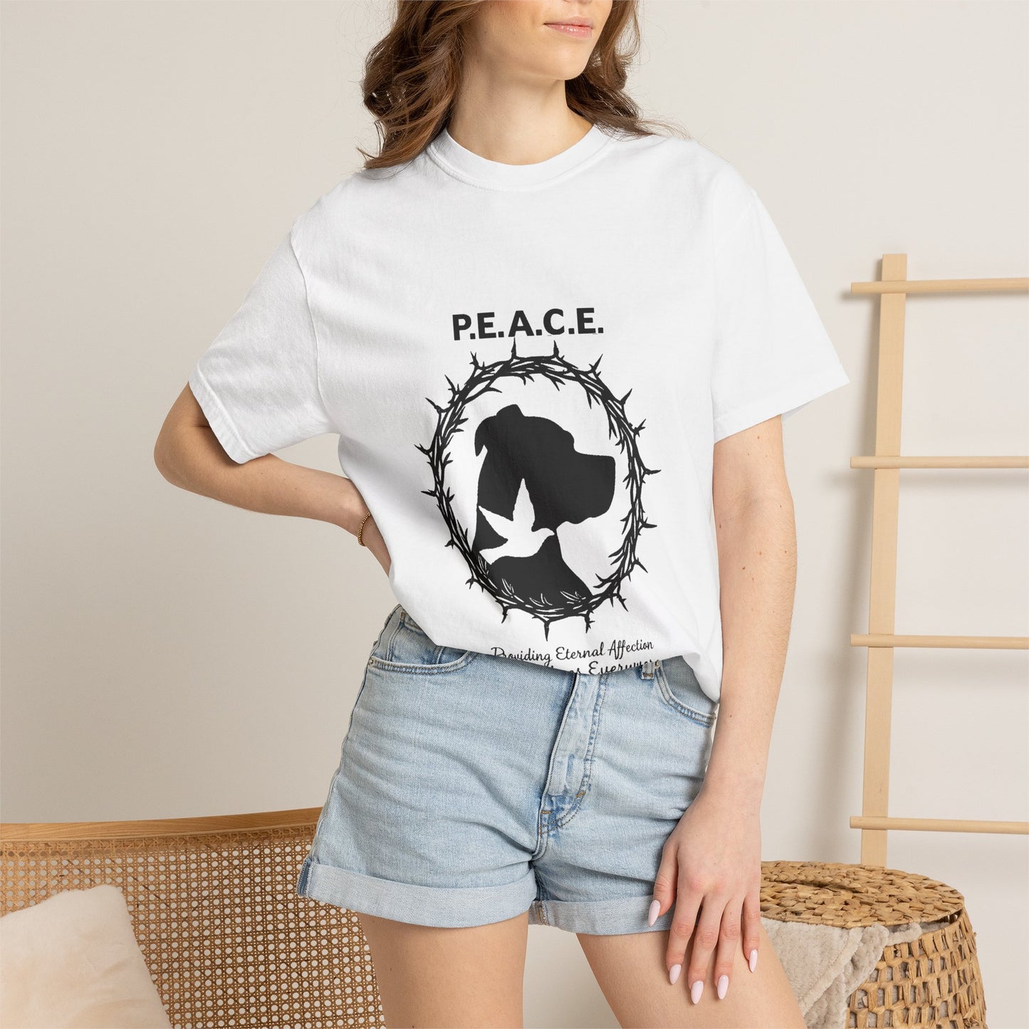P.E.A.C.E. Dove & Crown Graphic T-Shirt — Prisoner Advocacy Awareness Tee