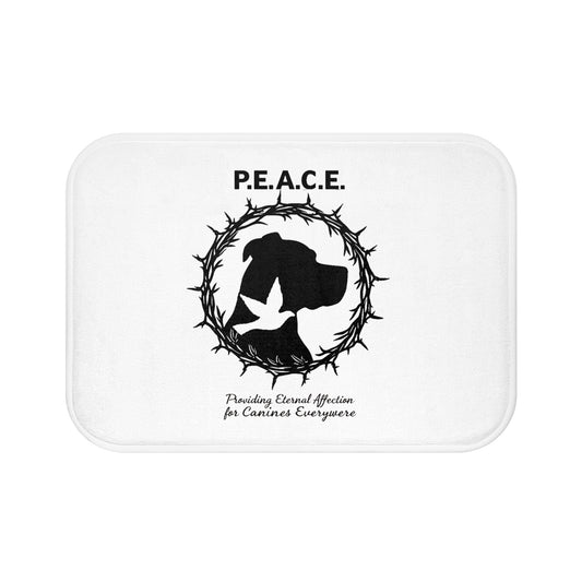 P.E.A.C.E. Canine Memorial Bath Mat – Dog Silhouette & Dove Tribute