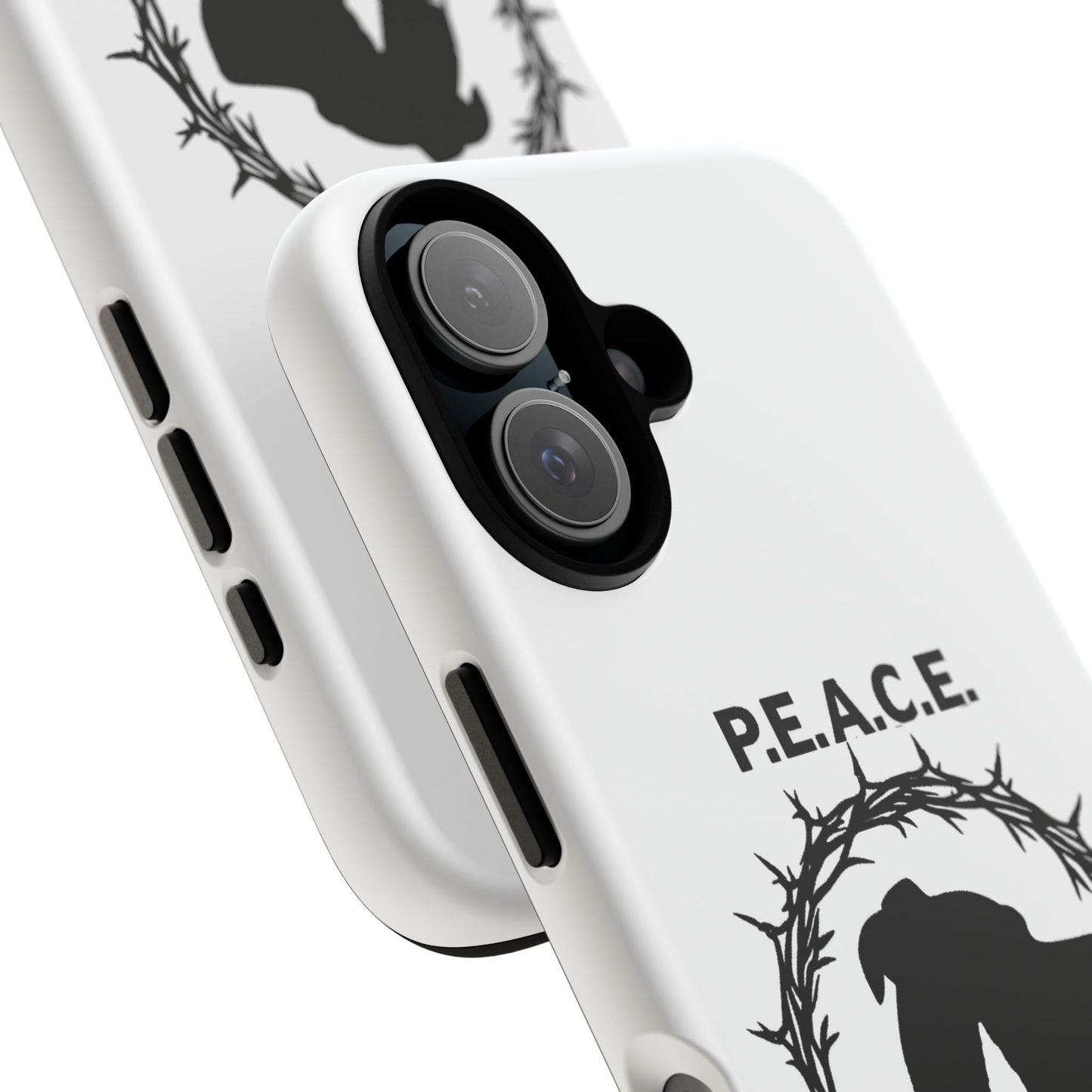 Phone Case — P.E.A.C.E. Dog Silhouette with Dove & Wreath (Animal Rescue Tribute)