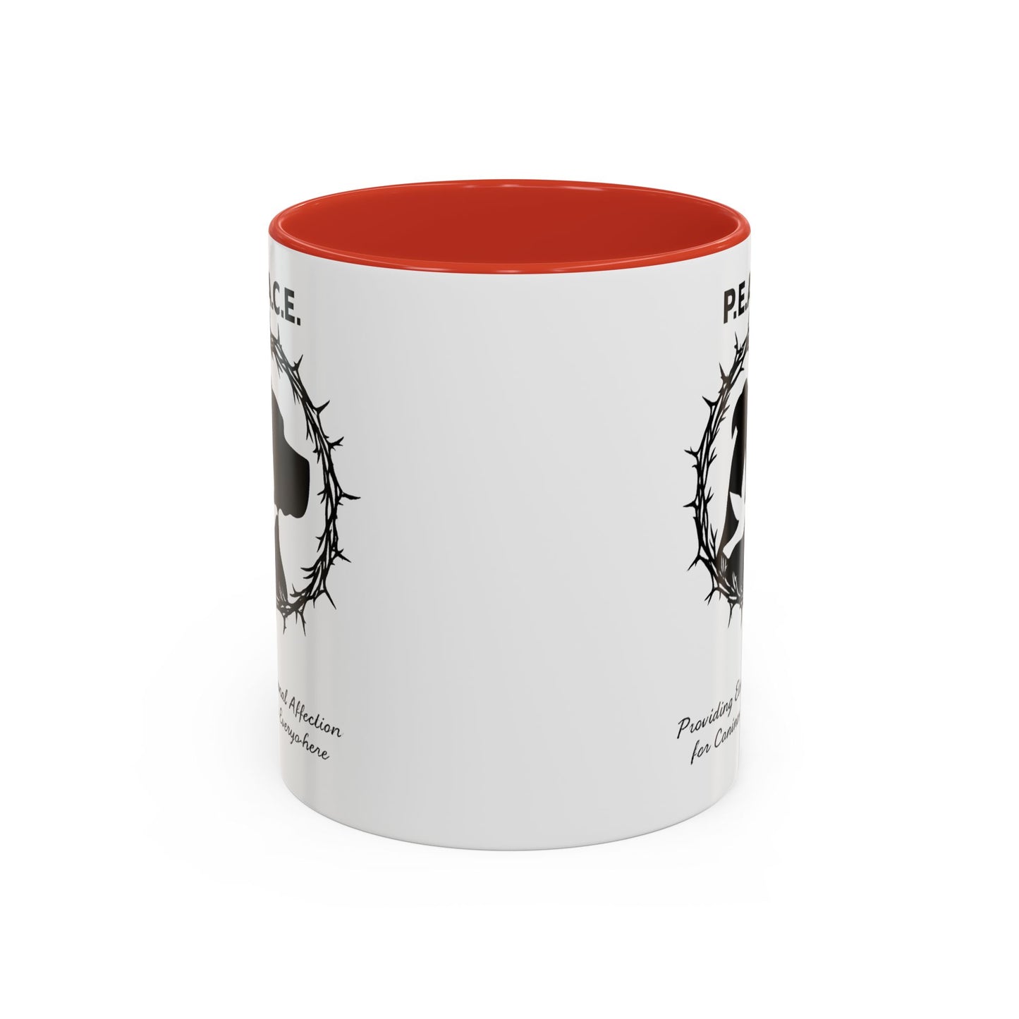 Accented Ceramic Mug with P.E.A.C.E. Logo | Support Large Breed Dog Rescue (11oz & 15oz)