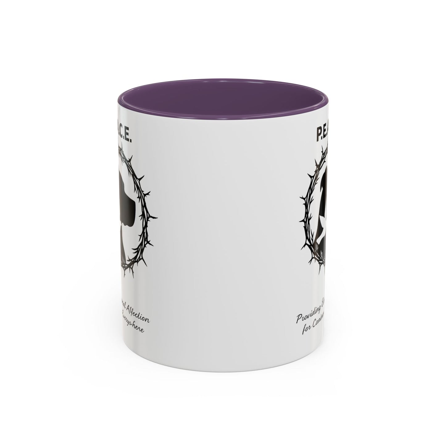 Accented Ceramic Mug with P.E.A.C.E. Logo | Support Large Breed Dog Rescue (11oz & 15oz)
