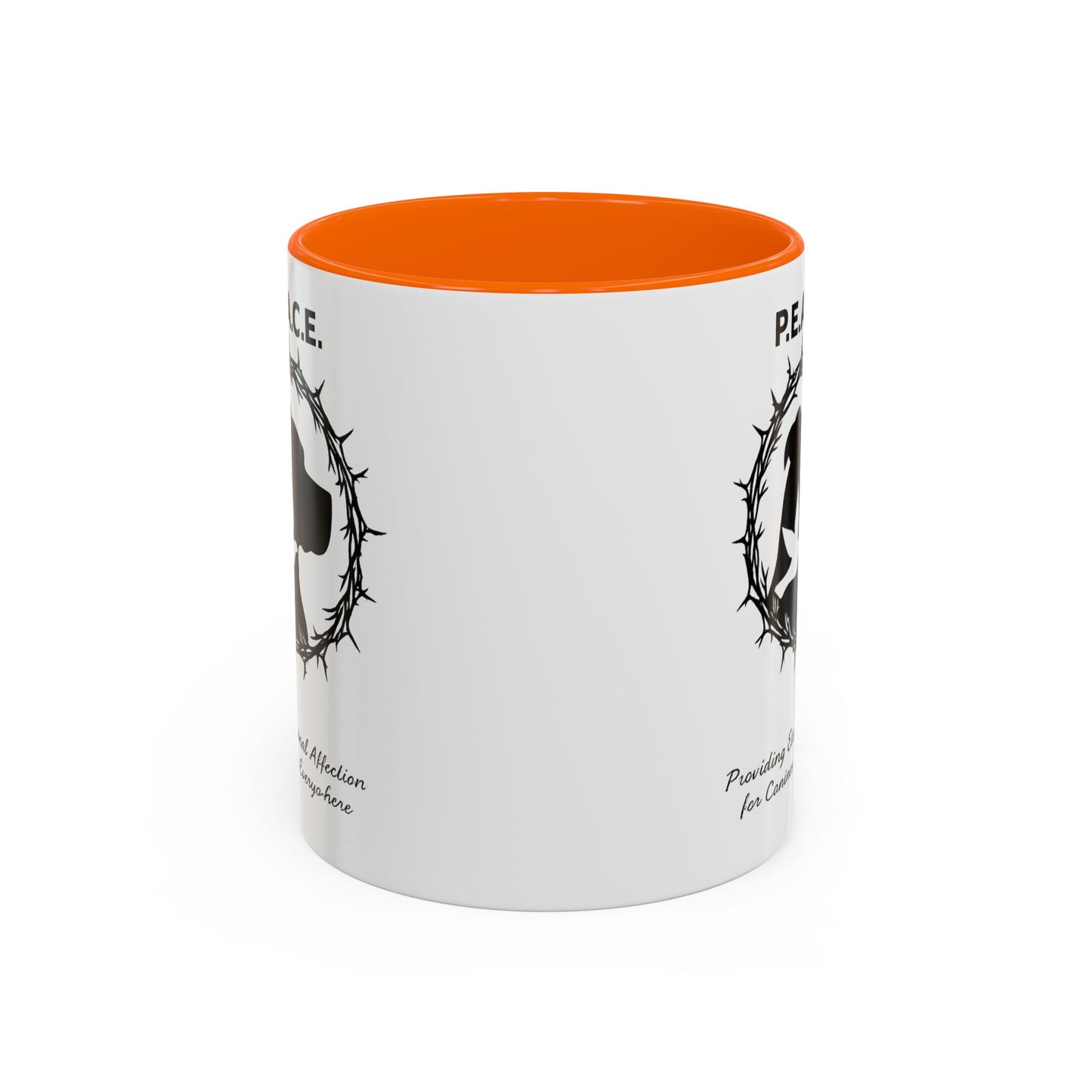 Accented Ceramic Mug with P.E.A.C.E. Logo | Support Large Breed Dog Rescue (11oz & 15oz)