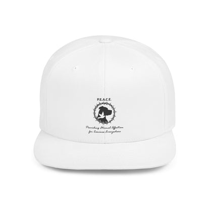 Peace Rescue Dog Flat Bill Snapback Hat — Animal Rescue & Adoption Tribute