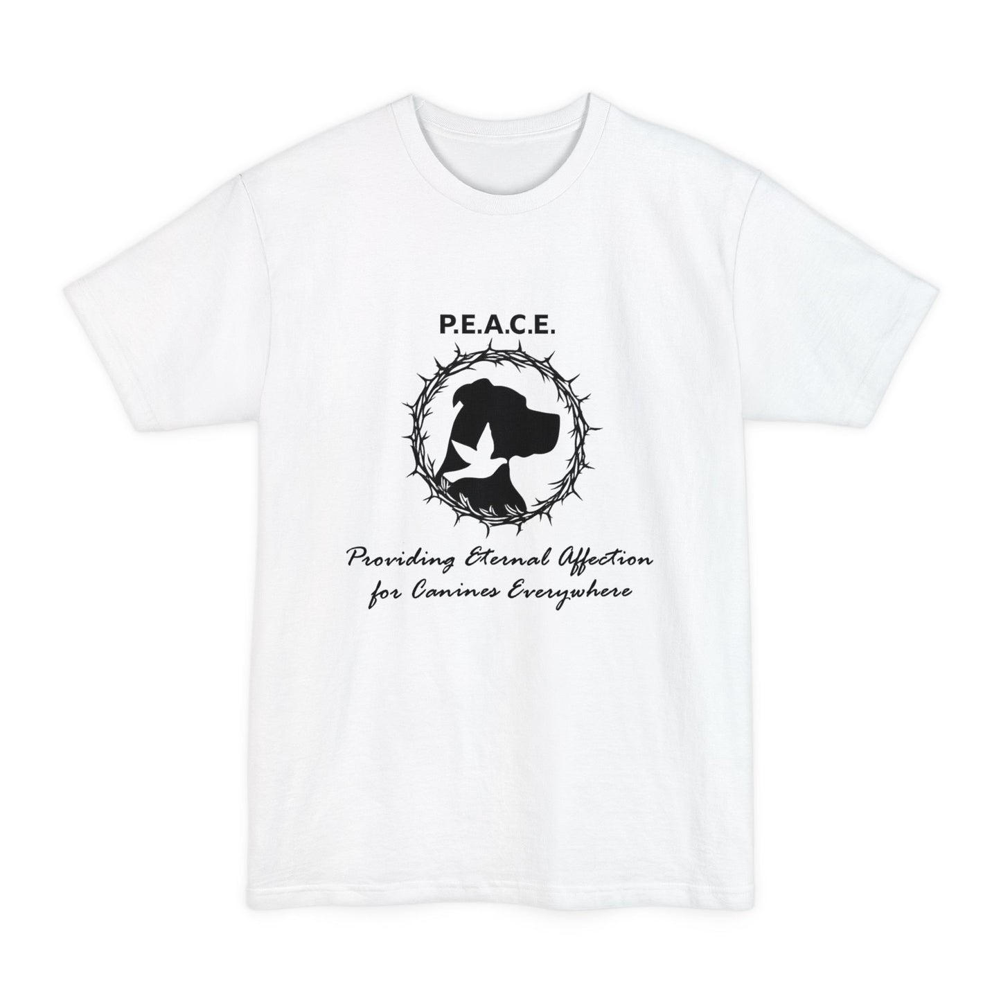 P.E.A.C.E. Logo T-Shirt — “P.E.A.C.E. Providing Eternal Affection for Canines Everywhere” Peace Big and Tall Graphic Tee