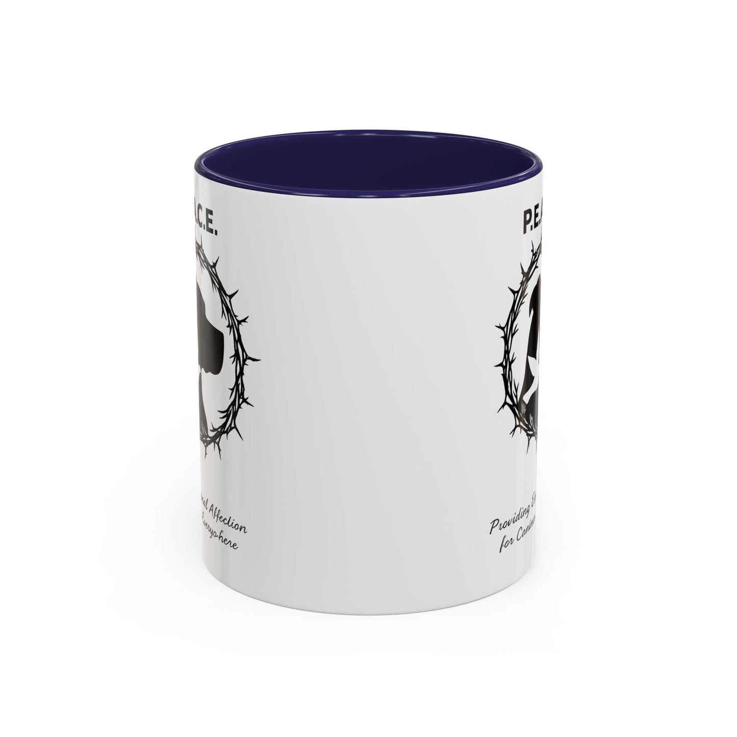 Accented Ceramic Mug with P.E.A.C.E. Logo | Support Large Breed Dog Rescue (11oz & 15oz)