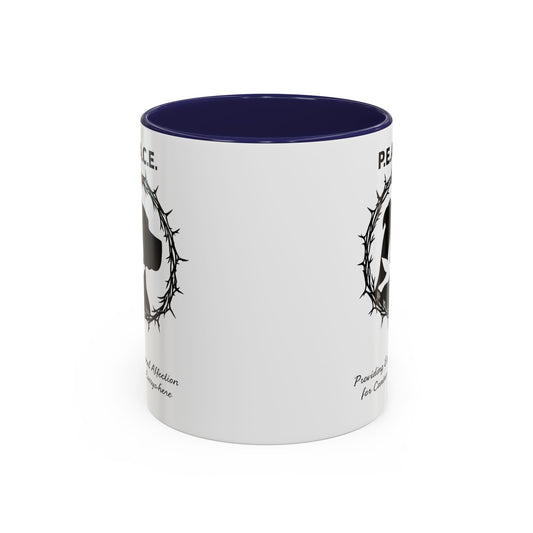 Accented Ceramic Mug with P.E.A.C.E. Logo | Support Large Breed Dog Rescue (11oz & 15oz)