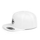 Peace Skull Snapback Hat — Flat Bill White Cap with 'P.E.A.C.E.' Graphic