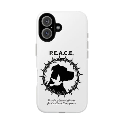 Phone Case — P.E.A.C.E. Dog Silhouette with Dove & Wreath (Animal Rescue Tribute)
