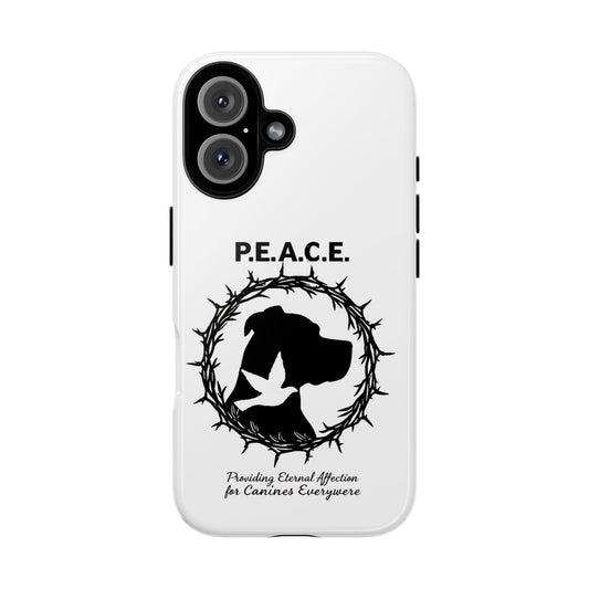 Phone Case — P.E.A.C.E. Dog Silhouette with Dove & Wreath (Animal Rescue Tribute)