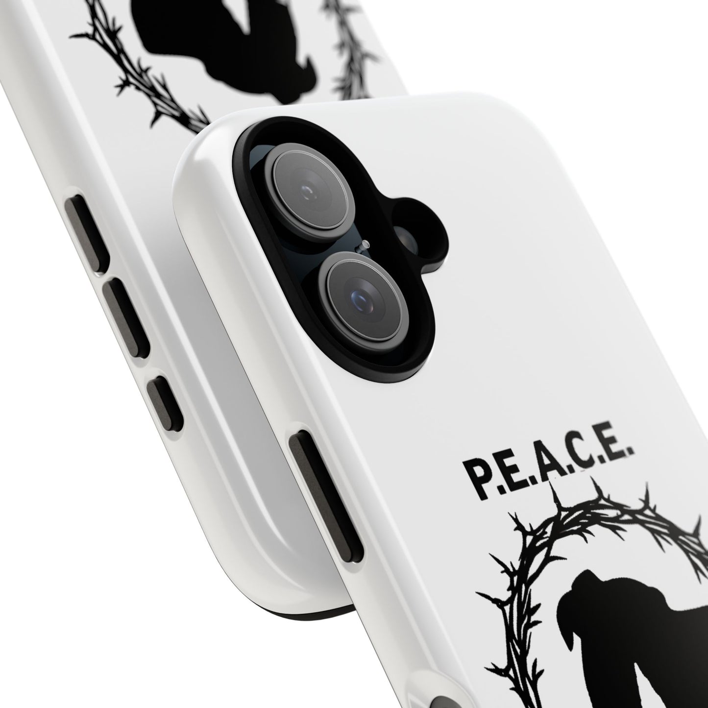 Phone Case — P.E.A.C.E. Dog Silhouette with Dove & Wreath (Animal Rescue Tribute)
